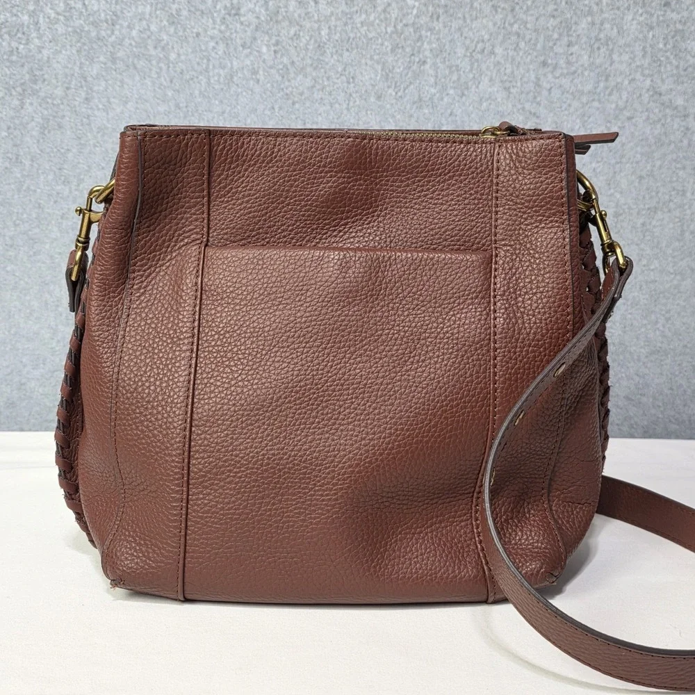 American Leather Co Luca Triple Entry Crossbody Purse Brown